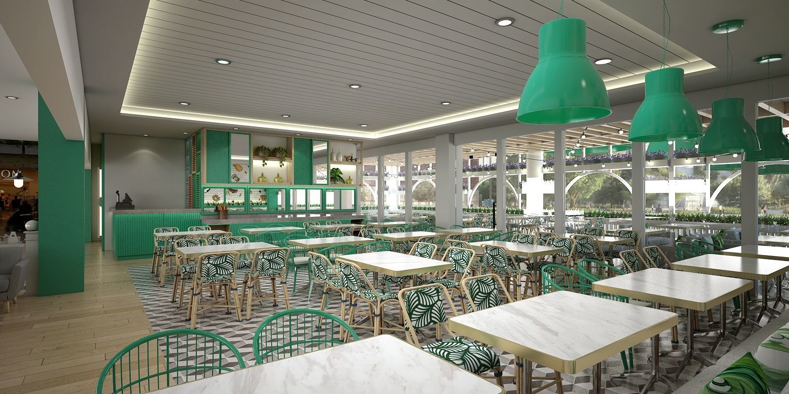 Restaurant interior design of cafe 3D model_5