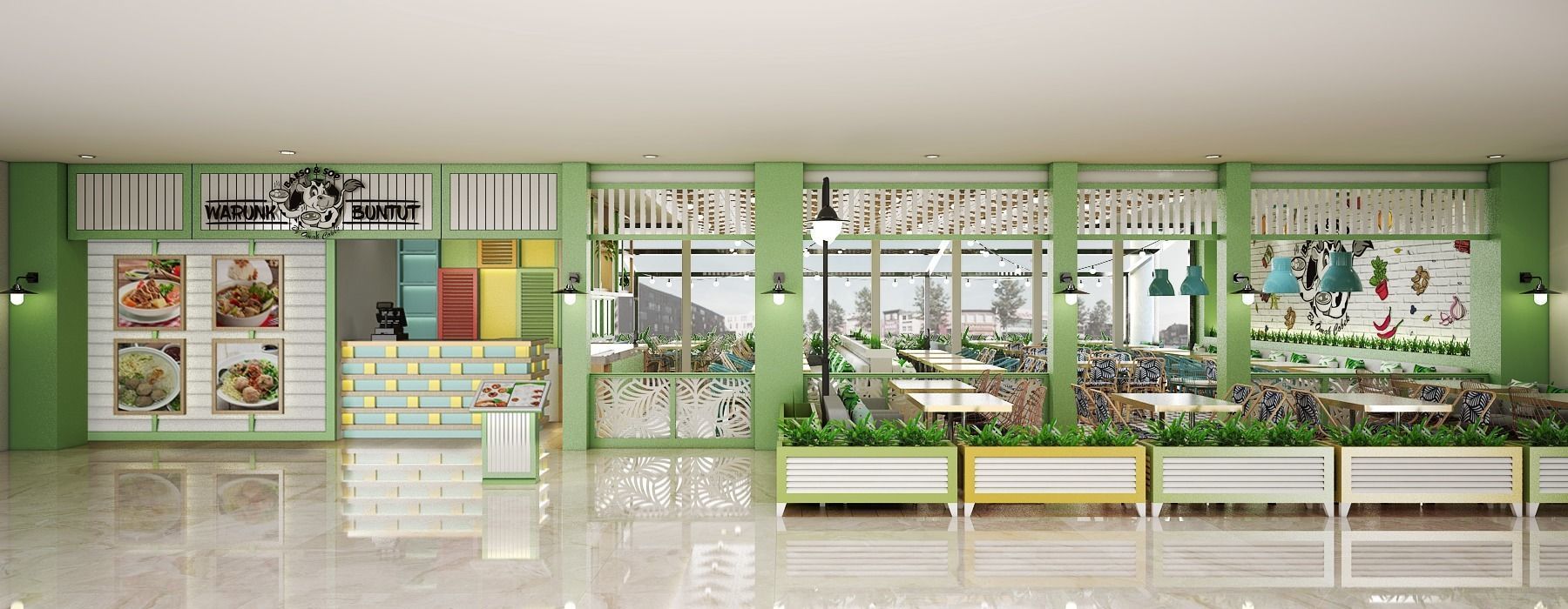 Restaurant interior design of cafe 3D model_2