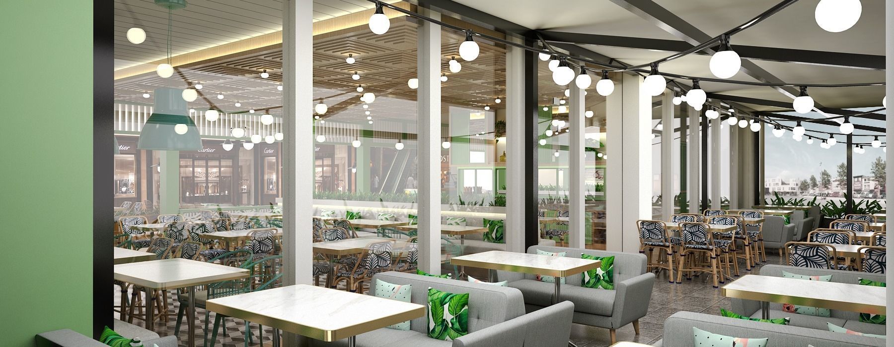 Restaurant interior design of cafe 3D model_3