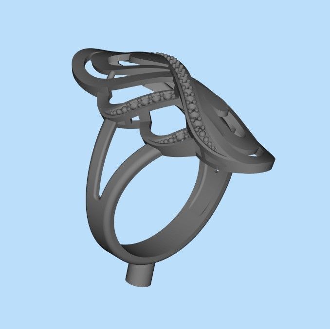 Women Diamond ring design 3dm stl 3D print model 3D print model_24