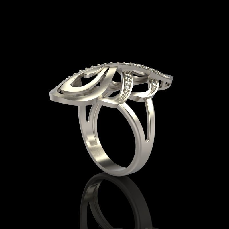 Women Diamond ring design 3dm stl 3D print model 3D print model_6