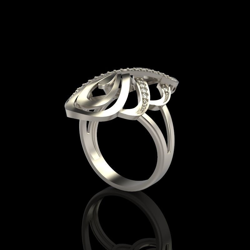 Women Diamond ring design 3dm stl 3D print model 3D print model_4