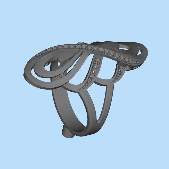 Women Diamond ring design 3dm stl 3D print model 3D print model_20