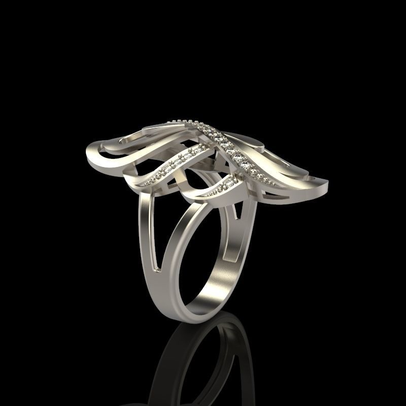 Women Diamond ring design 3dm stl 3D print model 3D print model_1