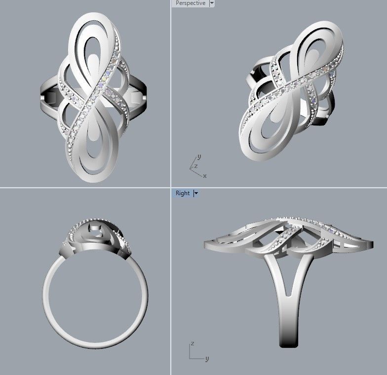 Women Diamond ring design 3dm stl 3D print model 3D print model_15