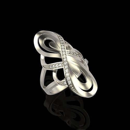 Women Diamond ring design 3dm stl 3D print model 3D print model