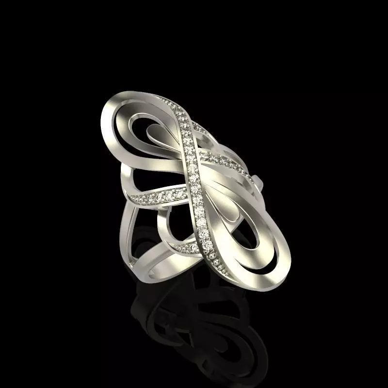 Women Diamond ring design 3dm stl 3D print model 3D print model_0