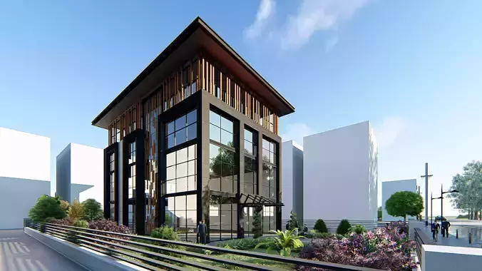 Office Facade Design-Lumion 3D model