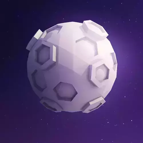Low Poly Moon sphere with hexagons Low-poly 3D model
