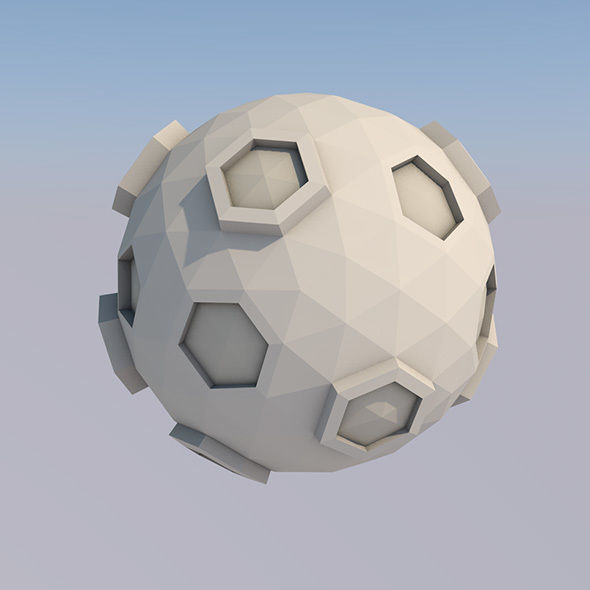 Low Poly Moon sphere with hexagons Low-poly 3D model_3