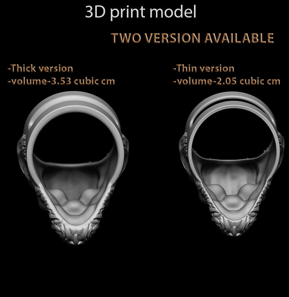 Skull ring jewelry with beard vol1 jewelry 3D print model_6