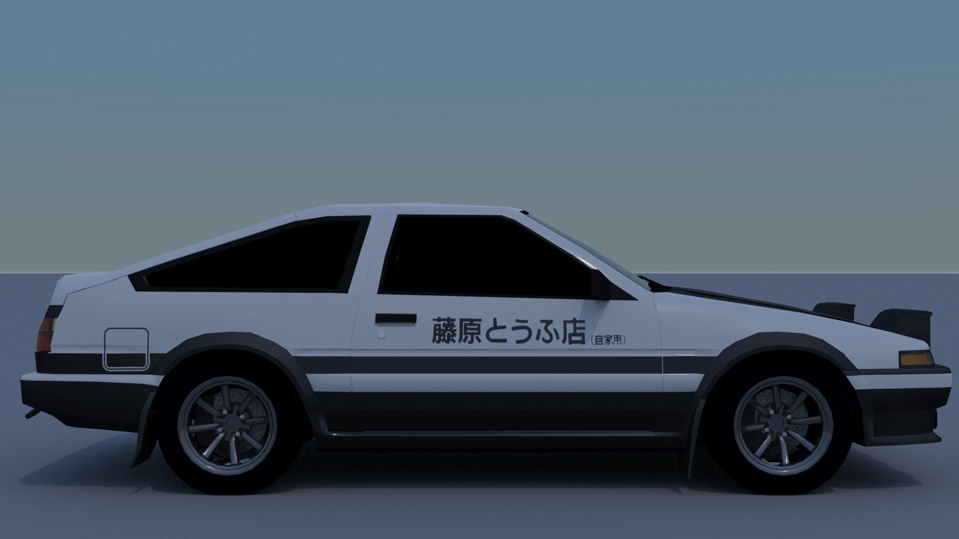 Toyota Corolla GT AE86 Initial D Low-poly 3D model_6