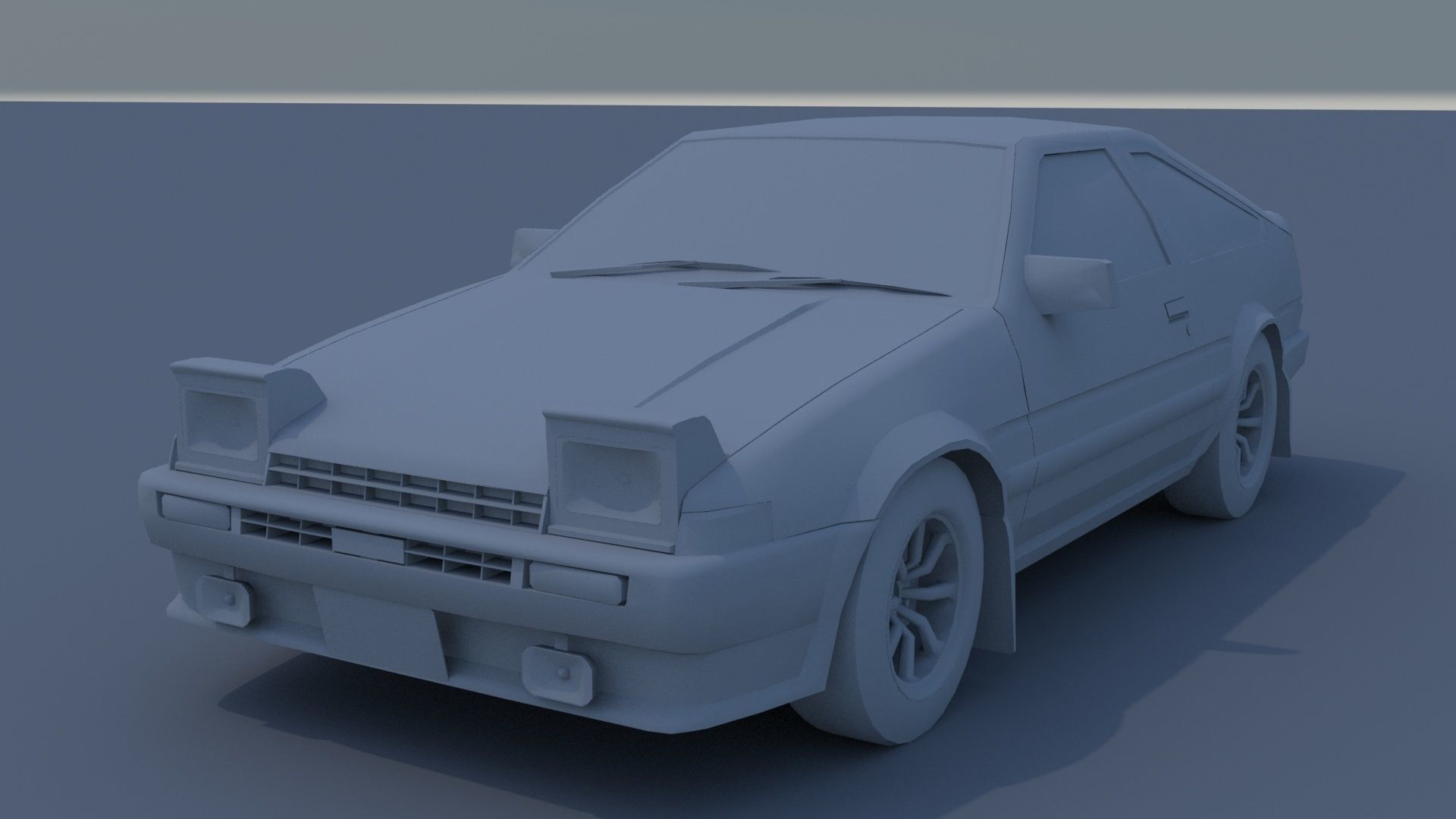 Toyota Corolla GT AE86 Initial D Low-poly 3D model_8