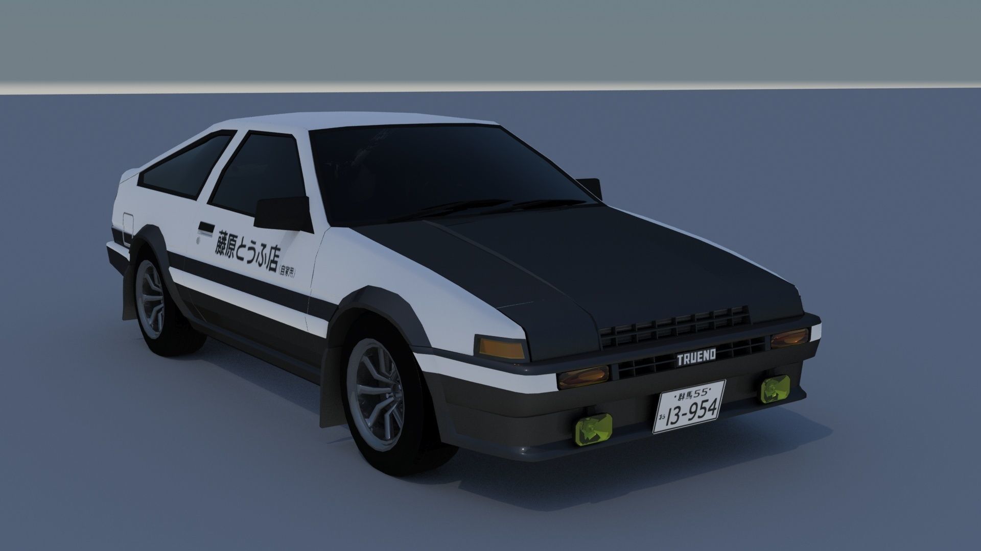 Toyota Corolla GT AE86 Initial D Low-poly 3D model_3
