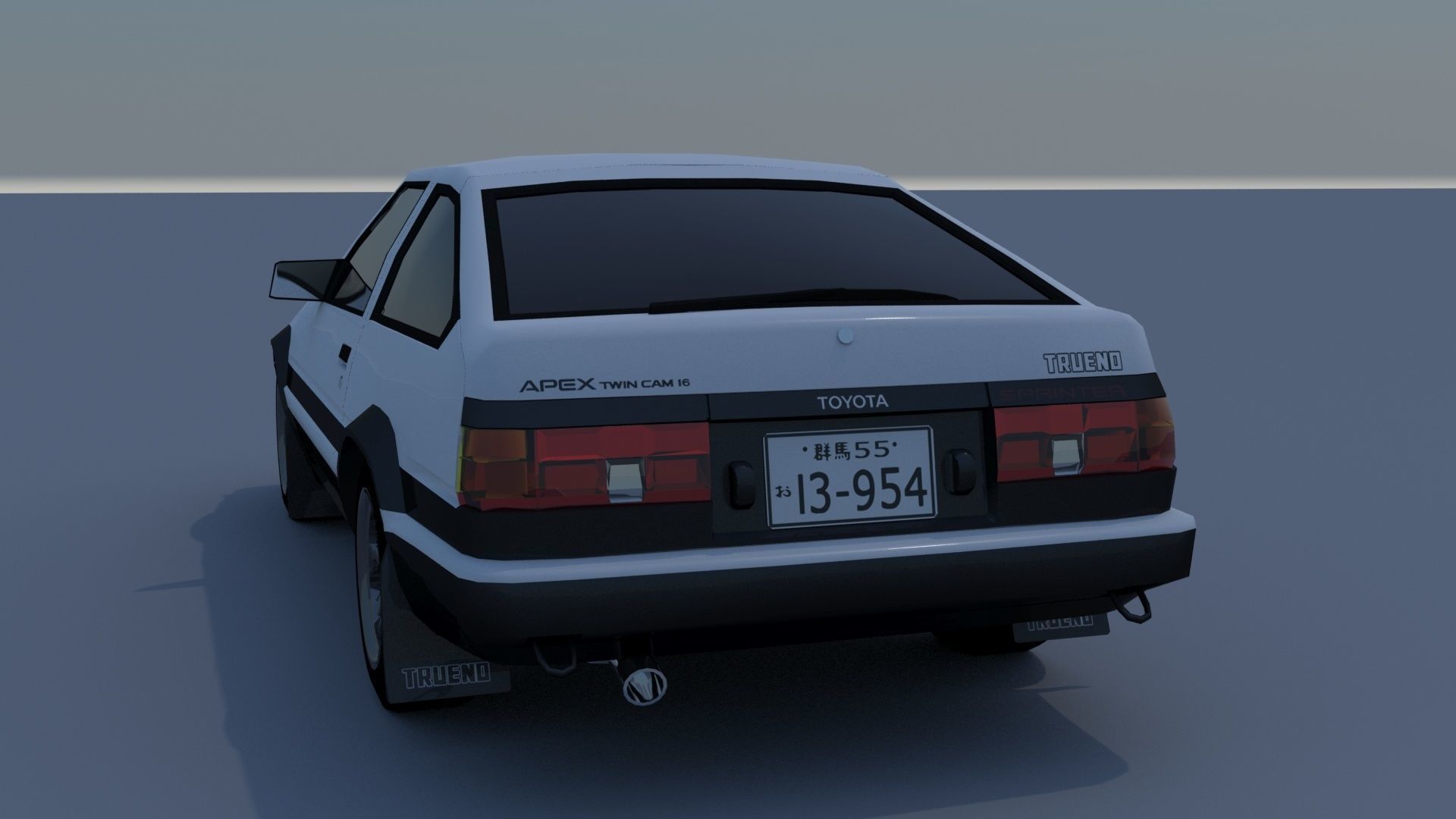 Toyota Corolla GT AE86 Initial D Low-poly 3D model_7
