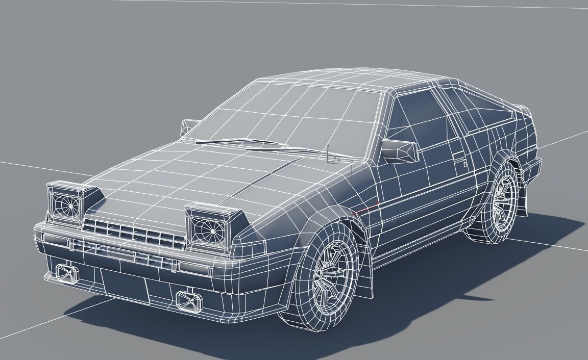 Toyota Corolla GT AE86 Initial D Low-poly 3D model_9