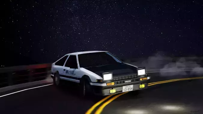 Toyota Corolla GT AE86 Initial D Low-poly 3D model