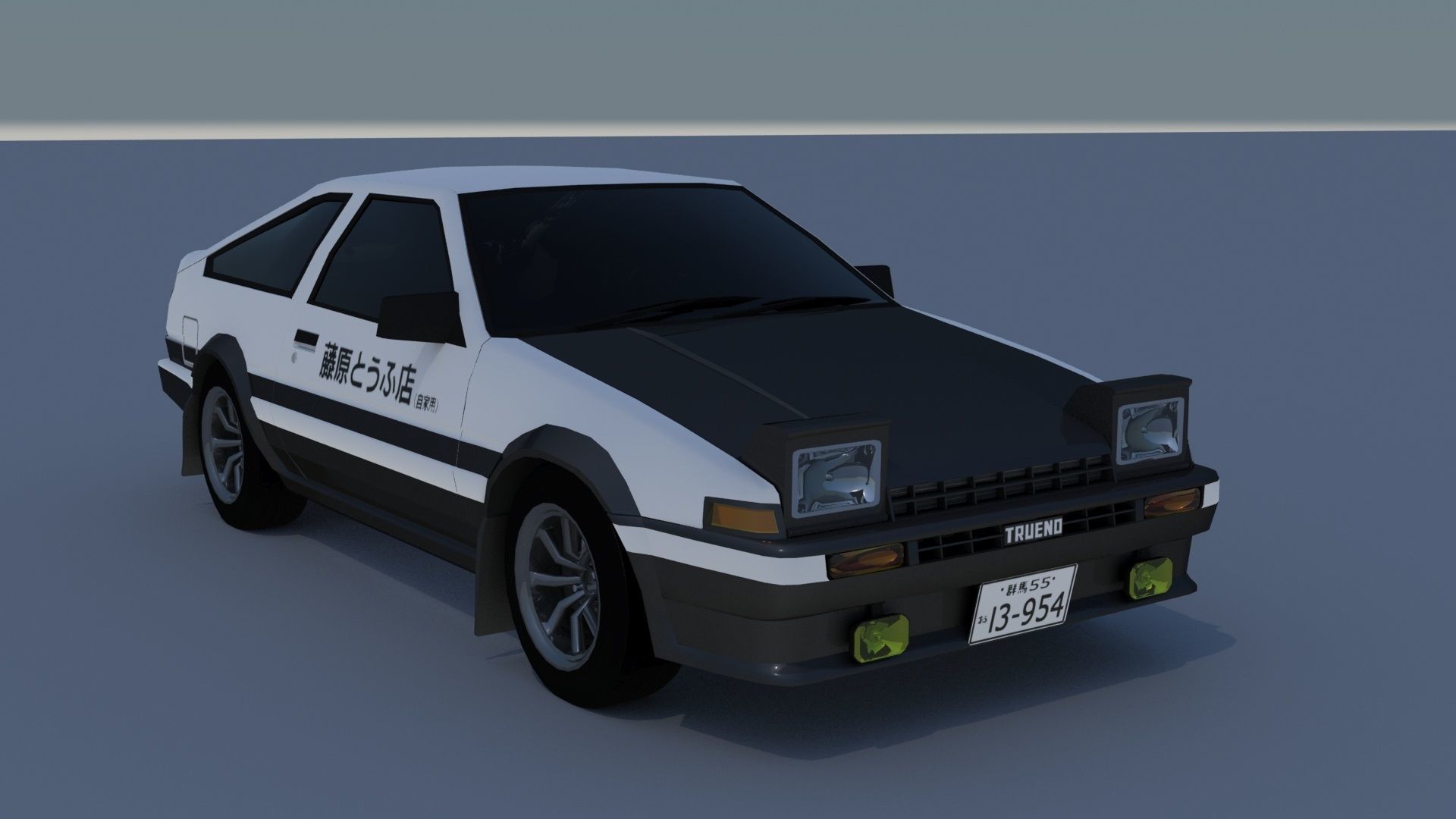 Toyota Corolla GT AE86 Initial D Low-poly 3D model_2