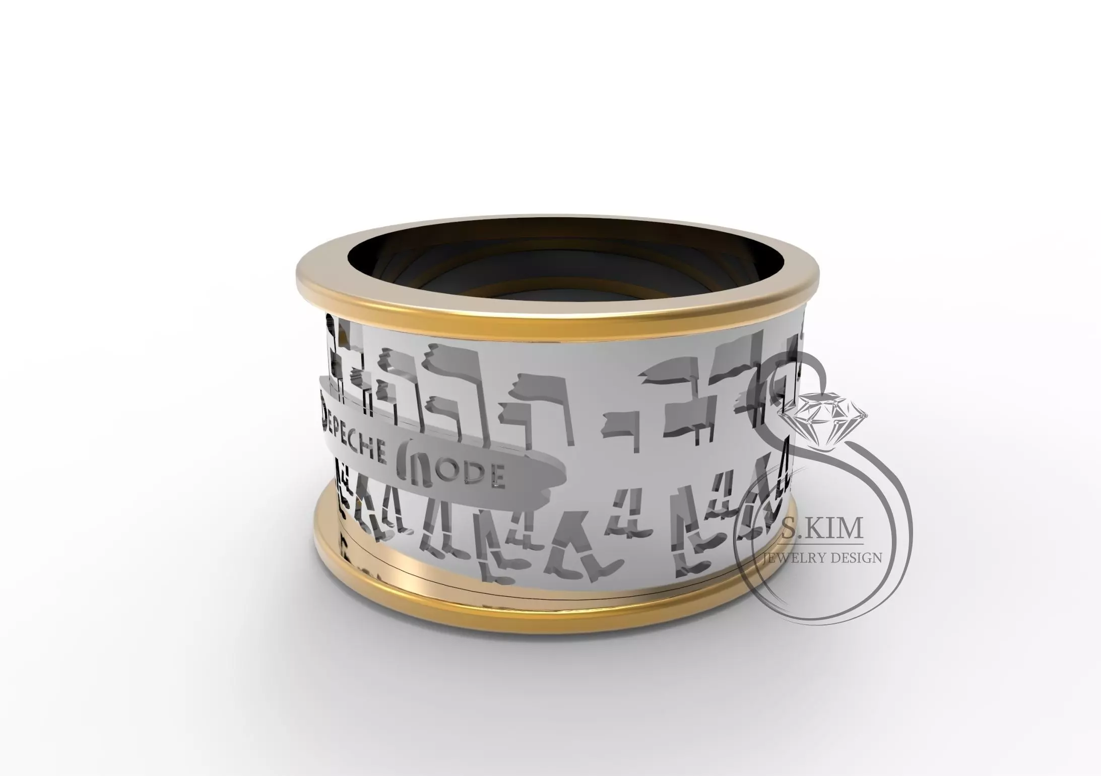 Depeche mode 2 rings  through holes and dints 3D print model_0