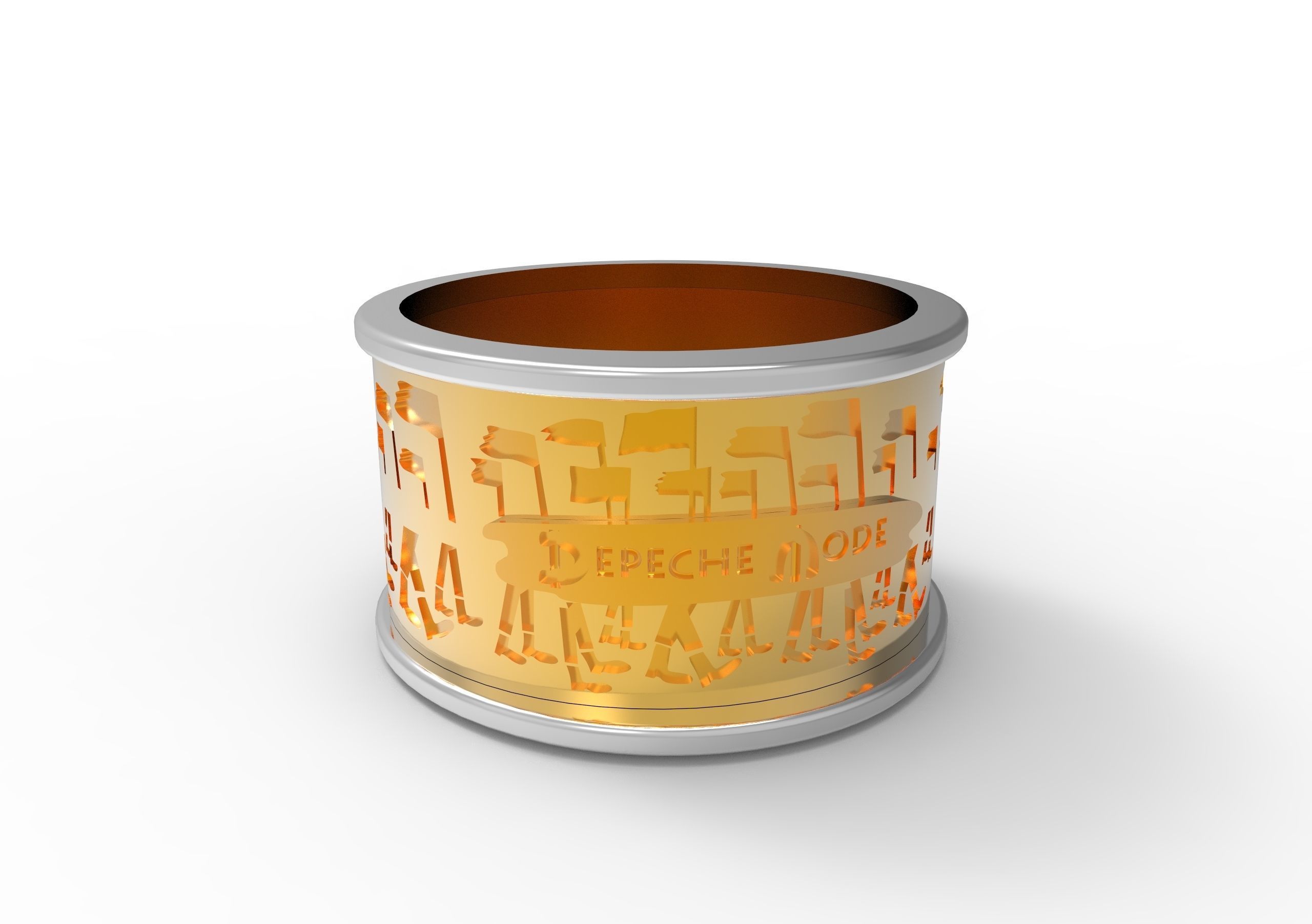 Depeche mode 2 rings  through holes and dints 3D print model_3