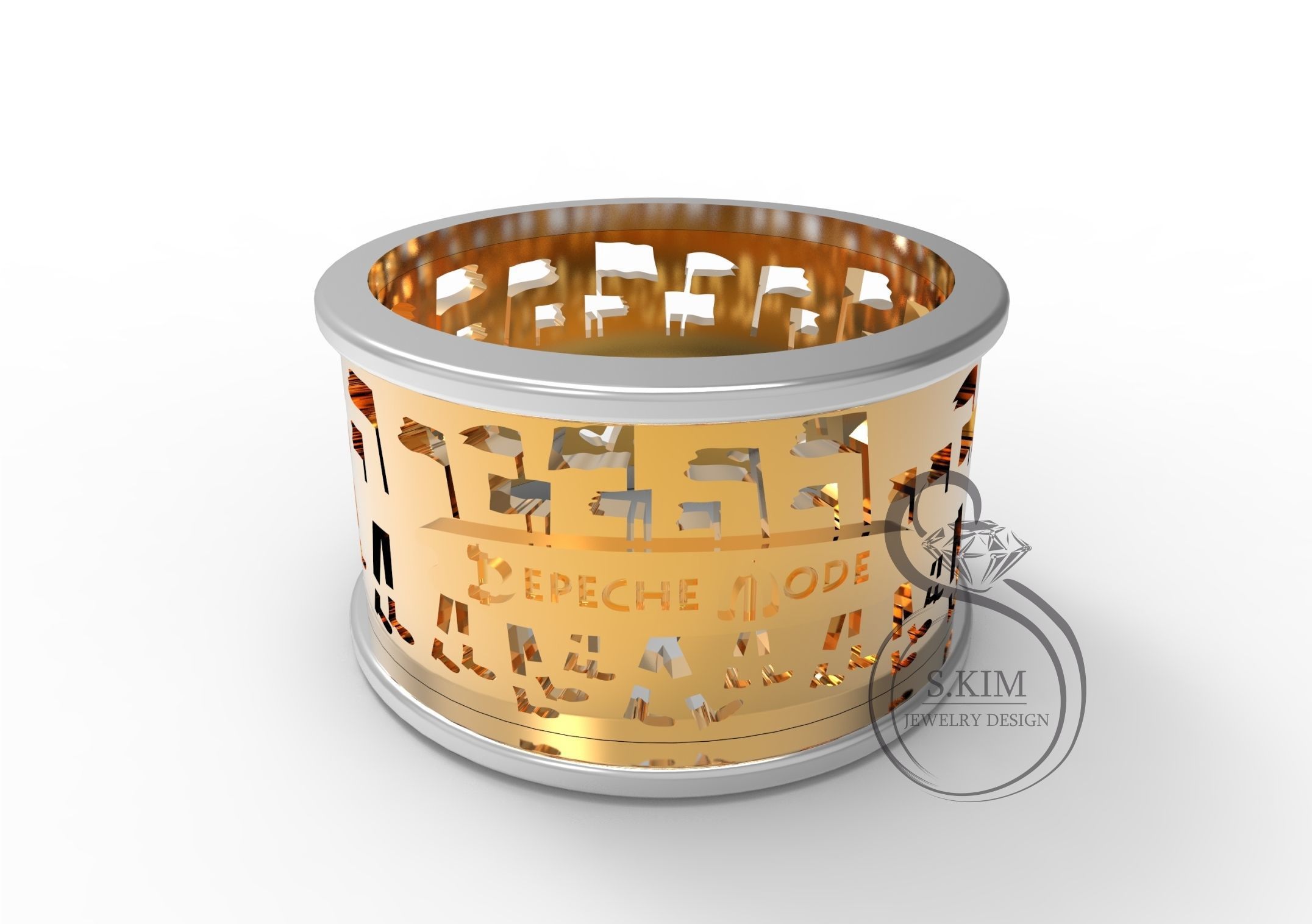 Depeche mode 2 rings  through holes and dints 3D print model_1