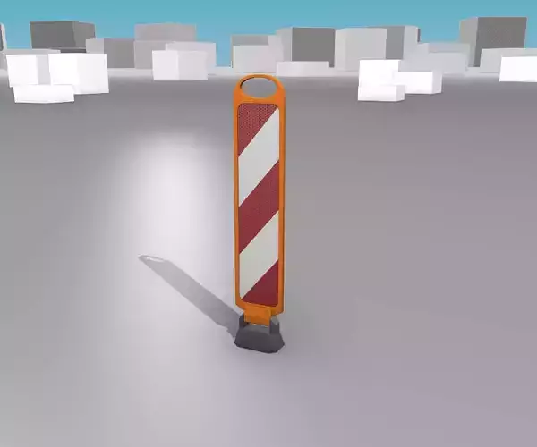 White and Red Road Traffic Barrier - Part 11 - Low-poly 3D model