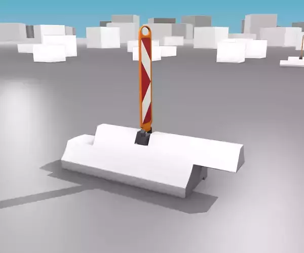 White and Red Road Traffic Barrier - Part 13 - Low-poly 3D model