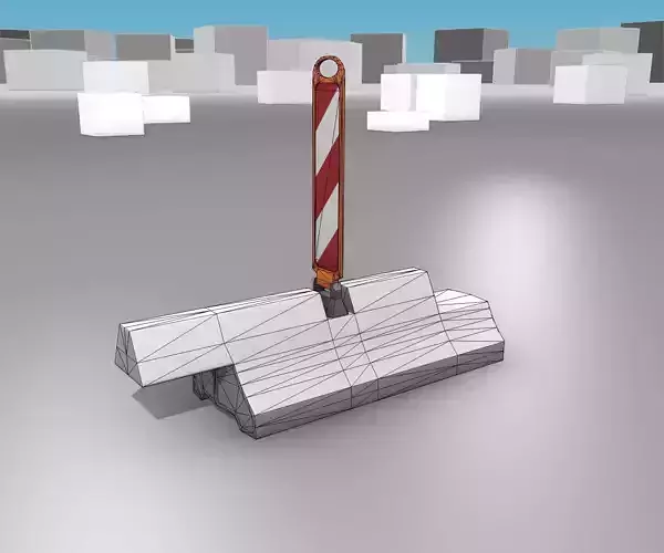 White and Red Road Traffic Barrier - Part 15 - Low-poly 3D model