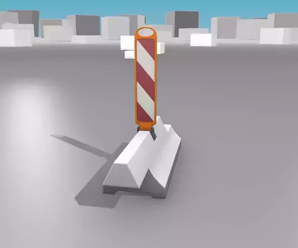 White and Red Road Traffic Barrier - Part 16 - Low-poly 3D model