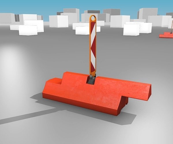 White and Red Road Traffic Barriers - Part 18 - Low-poly 3D model
