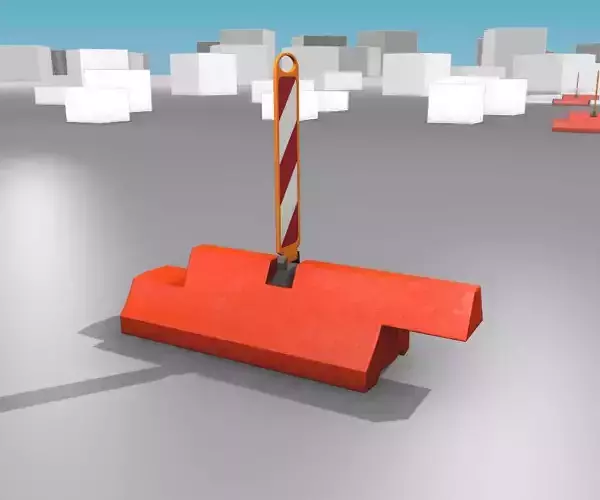 White and Red Road Traffic Barrier - Part 19 - Low-poly 3D model