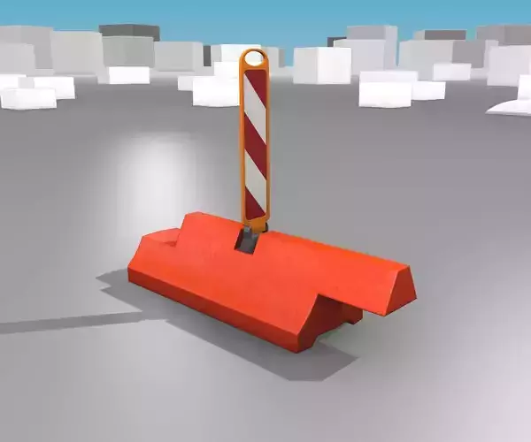 White and Red Road Traffic Barrier - Part 20 - Low-poly 3D model