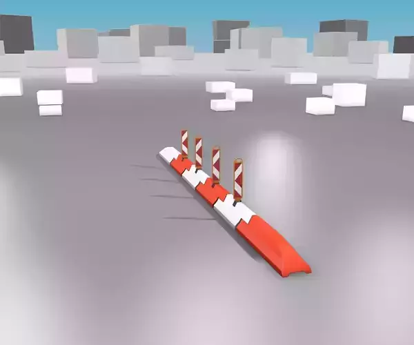 White and Red Road Traffic Barrier - Part 22 - Low-poly 3D model