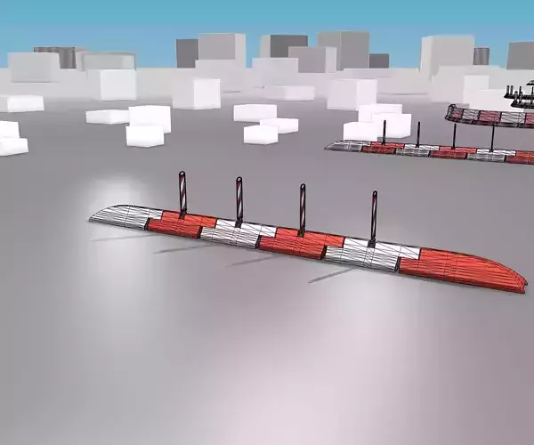 White and Red Road Traffic Barrier - Part 23 - Low-poly 3D model