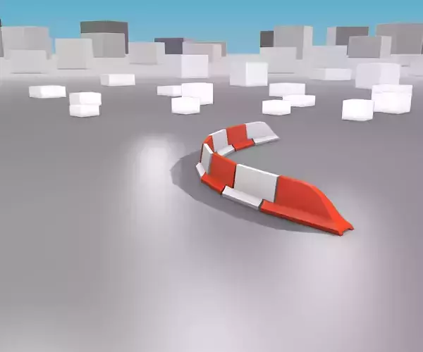 White and Red Road Traffic Barrier - Part 25 - Low-poly 3D model