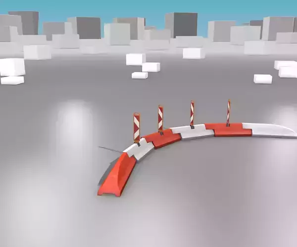 White and Red Road Traffic Barrier - Part 26 - Low-poly 3D model