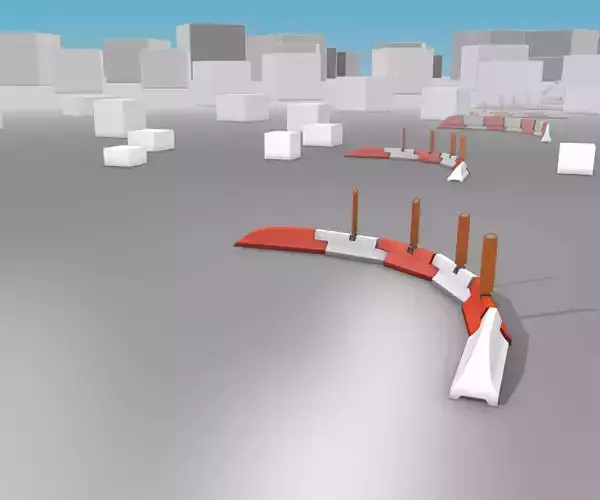 White and Red Road Traffic Barriers - Part 27 - Low-poly 3D model