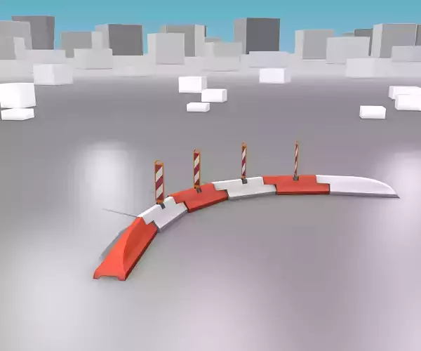 White and Red Road Traffic Barrier - Part 28 - Low-poly 3D model
