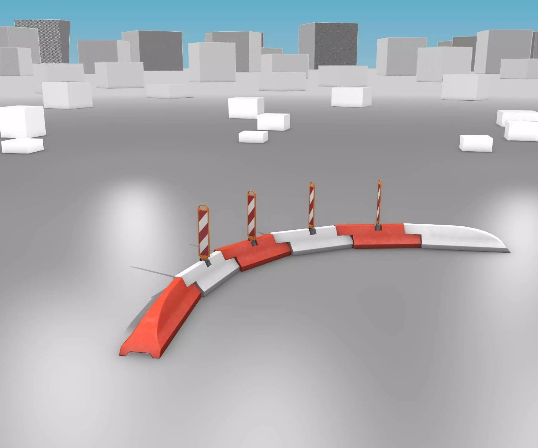 White and Red Road Traffic Barrier - Part 28 - Low-poly 3D model