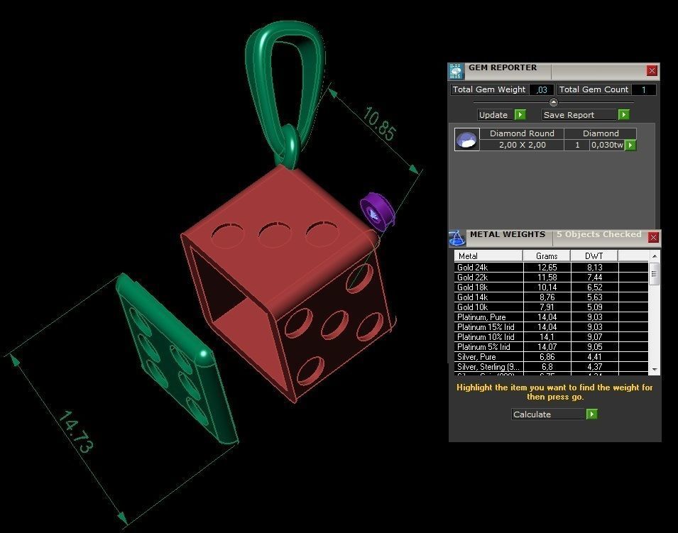  pendant dice             3D print model_6