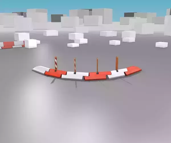 White and Red Road Traffic Barrier - Part 29 - Low-poly 3D model