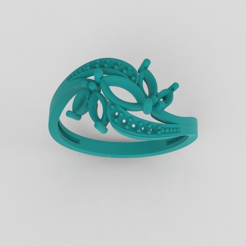 Design Women ring with gems and diamonds 3dm stl3D print model 3D print model_8