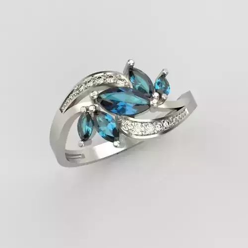 Design Women ring with gems and diamonds 3dm stl3D print model  3D print model