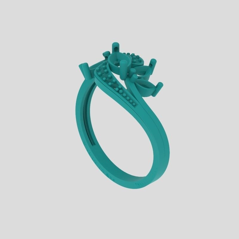 Design Women ring with gems and diamonds 3dm stl3D print model 3D print model_15