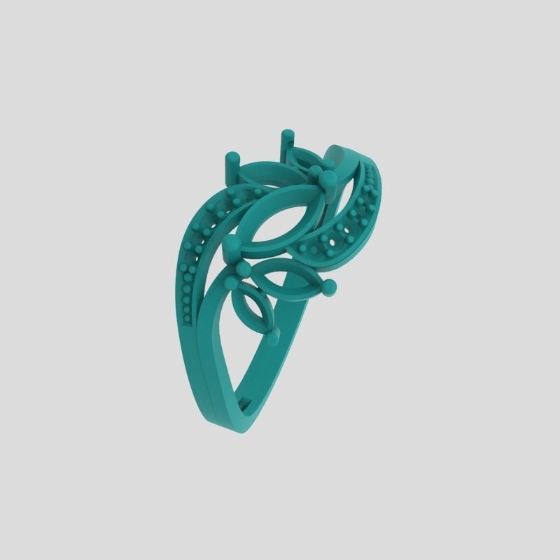 Design Women ring with gems and diamonds 3dm stl3D print model 3D print model_13
