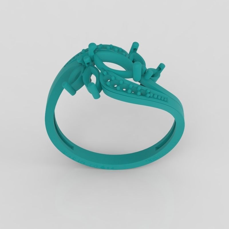 Design Women ring with gems and diamonds 3dm stl3D print model 3D print model_9