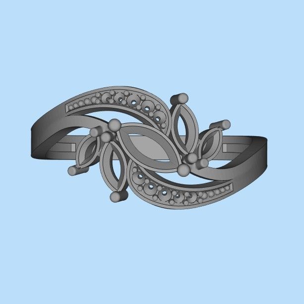 Design Women ring with gems and diamonds 3dm stl3D print model 3D print model_26