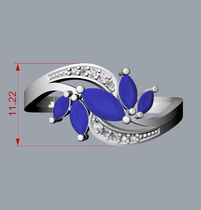 Design Women ring with gems and diamonds 3dm stl3D print model 3D print model_19