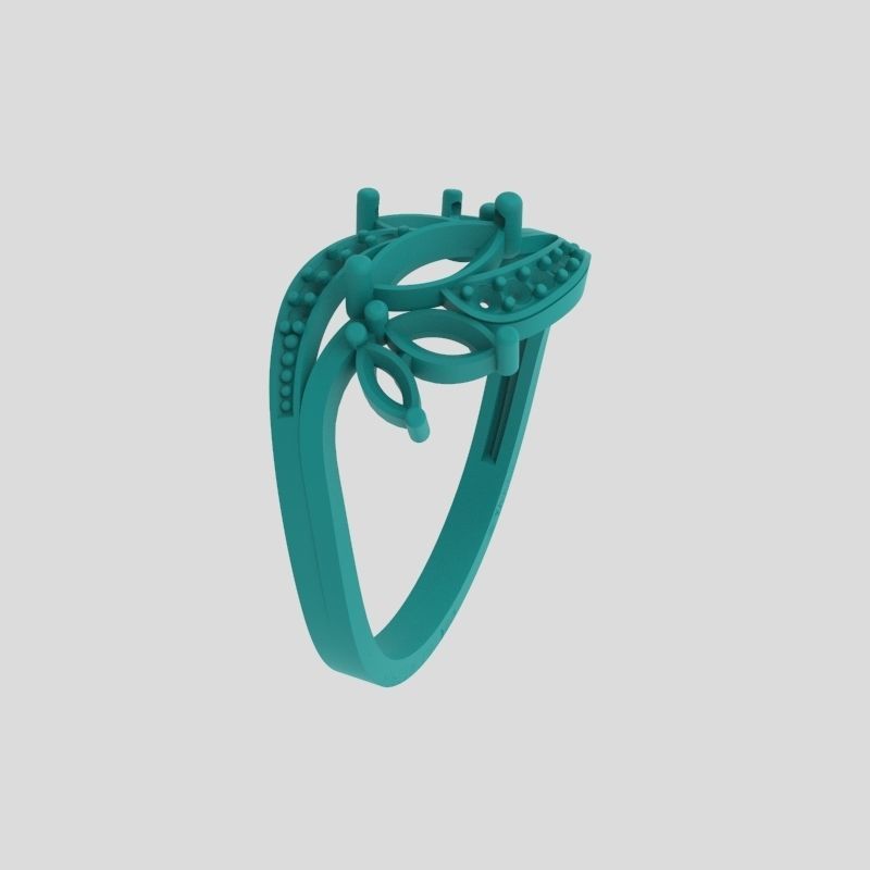 Design Women ring with gems and diamonds 3dm stl3D print model 3D print model_12