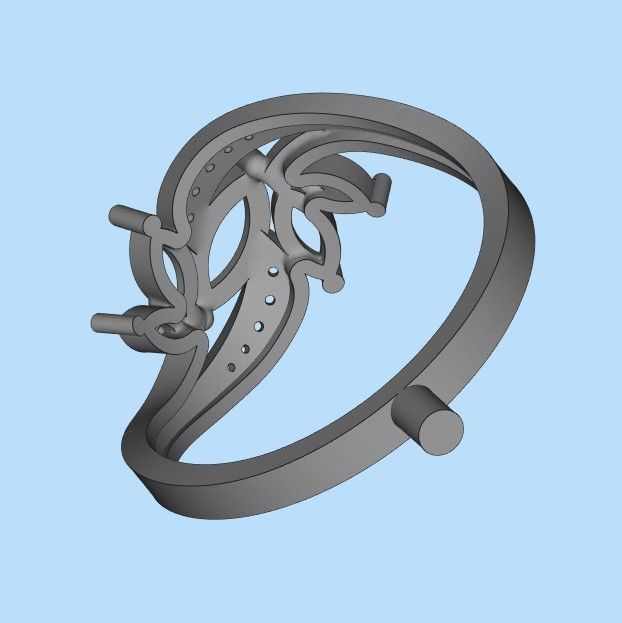 Design Women ring with gems and diamonds 3dm stl3D print model 3D print model_28